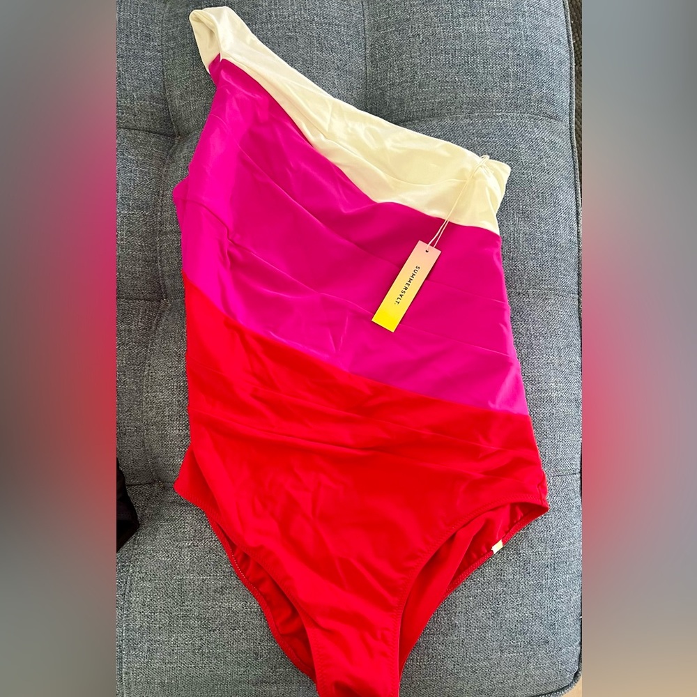 Summersalt Sidestroke NEW WITH TAGS Colorblock One-Shoulder Swimsuit